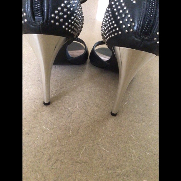 Carlos Black with Silver Studded Open Toed Heels - Picture 6 of 9